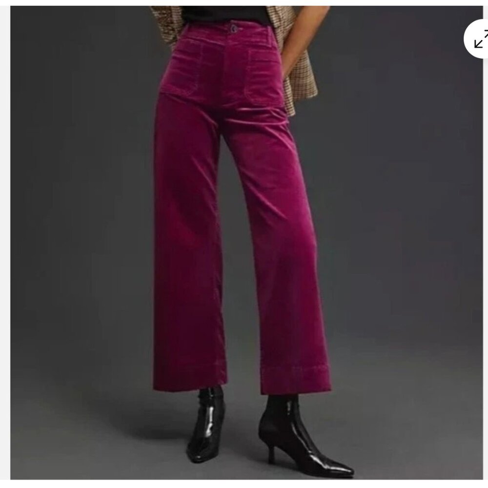 Anthropologie The Colette Pants Corduroy Crop Wide-Leg Pants Maeve Purple